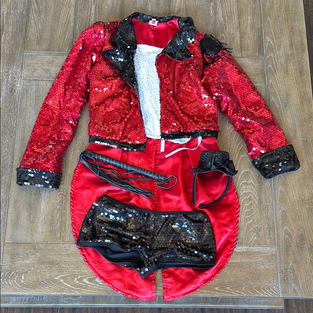 Red and Black Sequin Costume Set